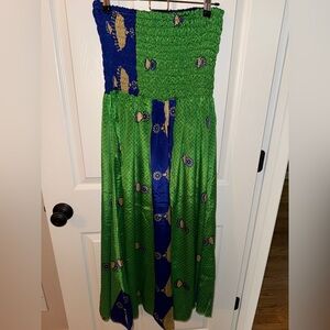 Women’s Silk Green and Blue Palazzo Pant